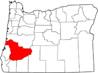 Map of Oregon highlighting Douglas County