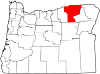 Map of Oregon highlighting Umatilla County