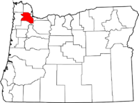 Map of Oregon highlighting Washington County