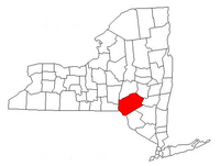 Map of New York highlighting Delaware County