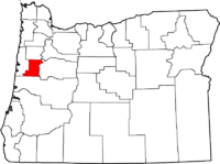Map of Oregon highlighting Benton County