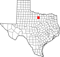 Map of Texas highlighting Jack County