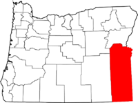 Map of Oregon highlighting Malheur County