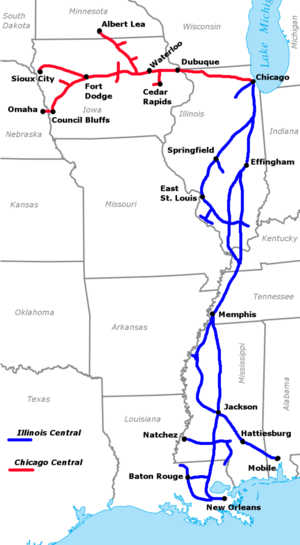 Chicago Central and Illinois Central Route map.png