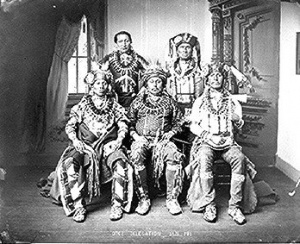 Oto delegation of five wearing claw necklaces and fur Turbans,byJohn K.Hillers, Jan.1881-NO.48.jpg