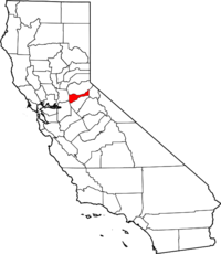 Map of California highlighting Amador County