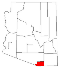 Map of Arizona highlighting Santa Cruz County