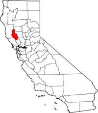 Map of California highlighting Lake County