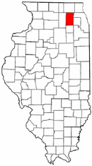 Map of Illinois highlighting Kane County