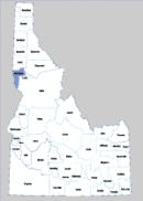 Map of Idaho highlighting Nez Perce County