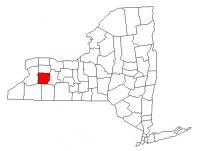 Map of New York highlighting Wyoming County