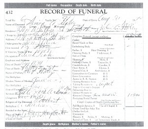 African American Funeral Home Record