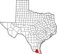 Map of Texas highlighting Hidalgo County