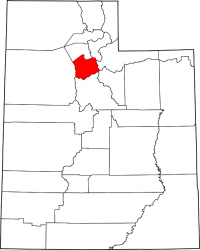 Map of Utah highlighting Salt Lake County