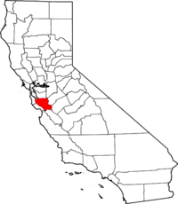 Map of California highlighting Santa Clara County