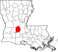 Map of Louisiana highlighting Evangeline Parish