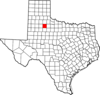Map of Texas highlighting Dickens County