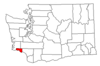 Map of Washington highlighting Wahkiakum County