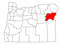 Map of Oregon highlighting Baker County