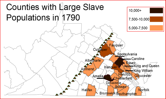 SOUTHERN STATES SLAVE MAP 1861 ACCOMACK ALBEMARLE ALLEGHANY AMELIA COUNTY VA big 