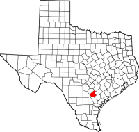 Map of Texas highlighting Karnes County