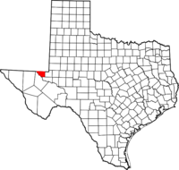 Map of Texas highlighting Loving County