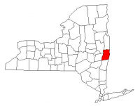 Map of New York highlighting Rensselaer County