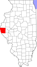 Map of Illinois highlighting Adams County