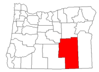 Map of Oregon highlighting Harney County