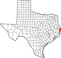 Map of Texas highlighting Newton County