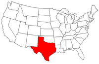 Map of the U.S. highlighting Texas