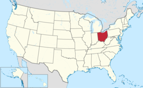 kaart van de VS met vermelding van Ohio