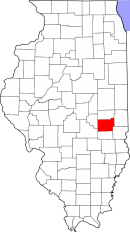 Map of Illinois highlighting Coles County