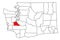 Map of Washington highlighting Thurston County