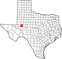 Map of Texas highlighting Midland County