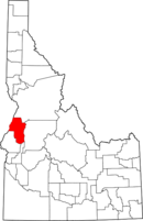 Map of Idaho highlighting Adams County
