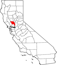 Map of California highlighting Yolo County