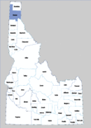 Map of Idaho highlighting Bonner County