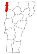 Map of Vermont highlighting Grand Isle County