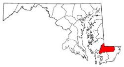 Map of Maryland highlighting Wicomico County.png